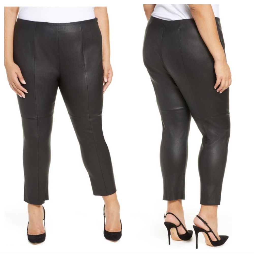 NEW PARI PASSU Merit Stretch Black Leather Pants NEW Plus Size